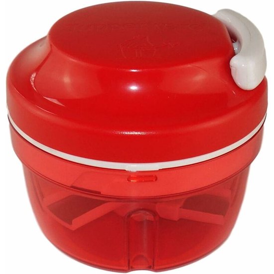Coupe-oignons - Trancheuse manuelle en ABS et lame en acier inoxydable - Mini trancheuse portable pour fruits et légumes - Ustensile de cuisine multifonction - Débutant - Rouge - 15 x 10 cm