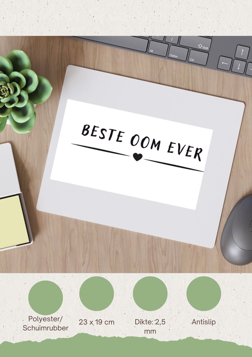 Akyol - beste oom ever Muismat - Oom - uncle - leuk cadeau voor je oom - 23 bij 19 cm