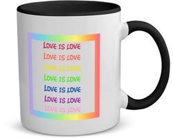 Akyol - lgbtq cadeau - koffiemok - theemok - zwart - Lgbt - queer - met opdruk - lgbt - love is love - pride month - lgbtq vlag - gay pride - met tekst - opdruk - leuke pride spullen - verjaardag - cadeau - gift - 350 ML inhoud