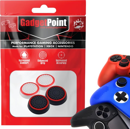 Gaming Thumbsticks Grips | 2.61 | Dopjes voor je Game Controller(s) | Wit Rood en Zwart Rood | 1 Set = 4 Thumbgrips | Geschikt voor de volgende console(s): Playstation PS5 PS4 PS3 & Xbox X S One 360
