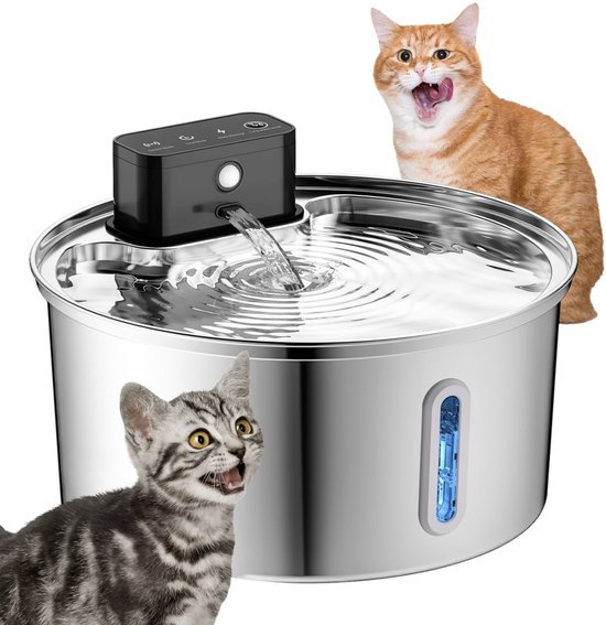 Filo RVS Drinkfontein Kat Draadloos met Sensor - Waterfontein Katten - Kattenfontein - Waterbak - Fontein Hond - Drinkfontein Honden