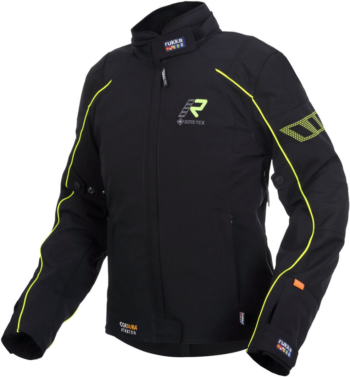 Rukka Comforina GTX Dames Zwart Geel Textiele Motorjas - Jas