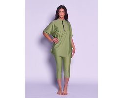 MYKINY BRAND - Yasmine - Taupe - Zwemset - Semi burkini - Badpak - Maat XL (valt klein) + Swim Skin