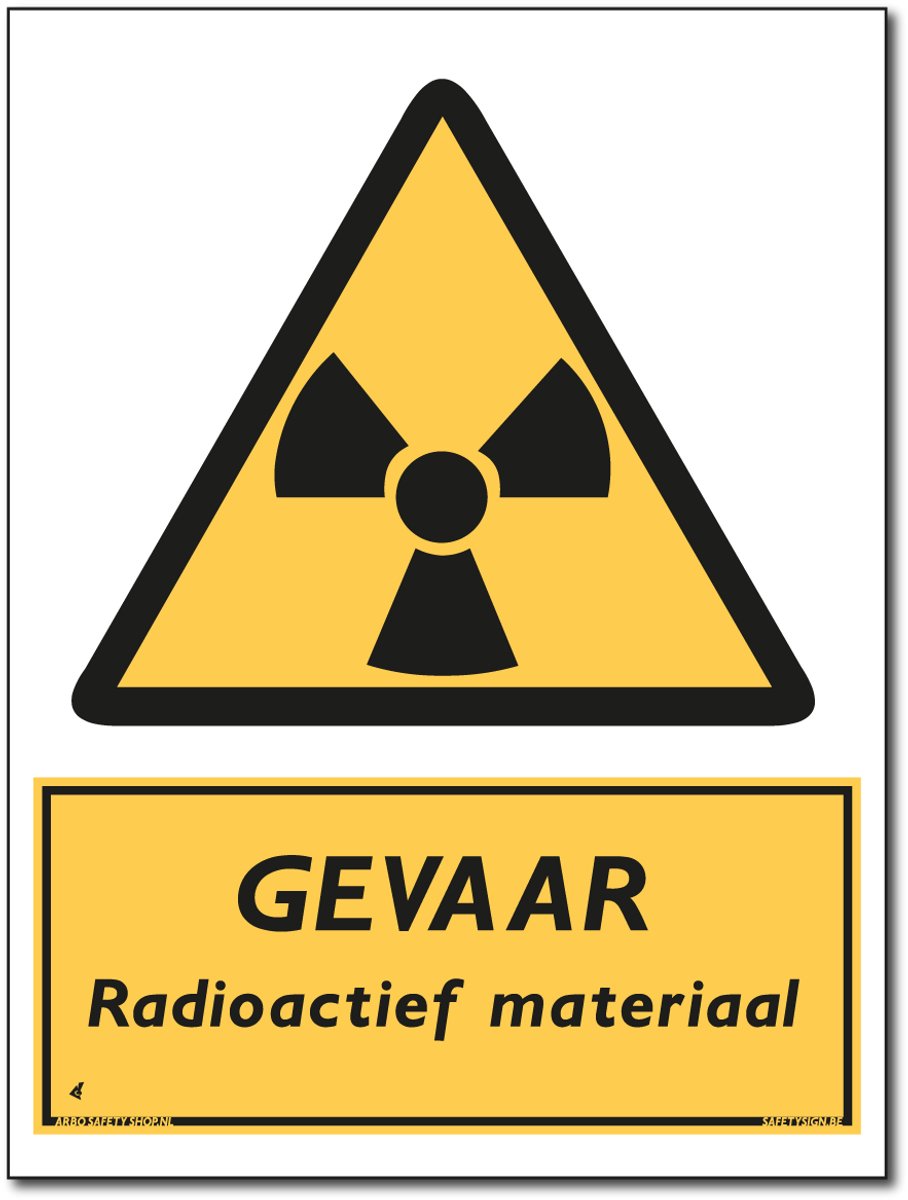 Radioactief materiaal bord - Gevaar - Forex - 30 x 40 cm
