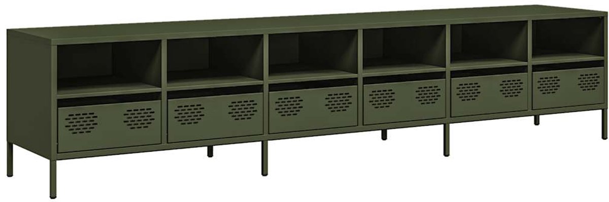 vidaXL - Tv-meubel - 202x39x43,5 - cm - koudgewalst - staal - olijfgroen