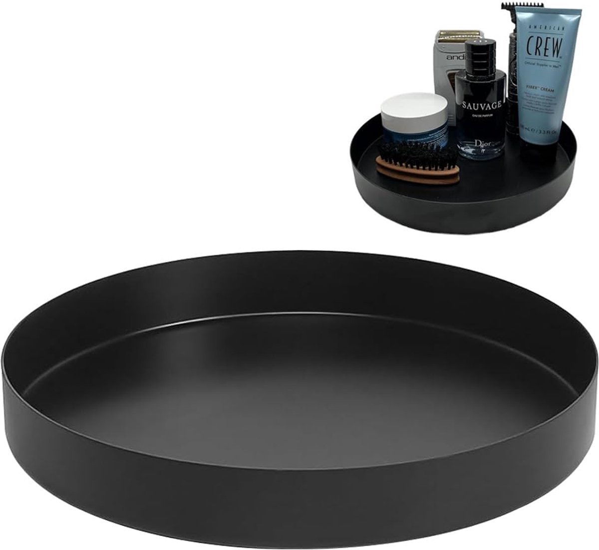 My Ninki ® Stijlvol Zwart Metalen Ronde Decoratieve Dienblad Voor Diverse Toepassingen En Elegante Opbergoplossingen