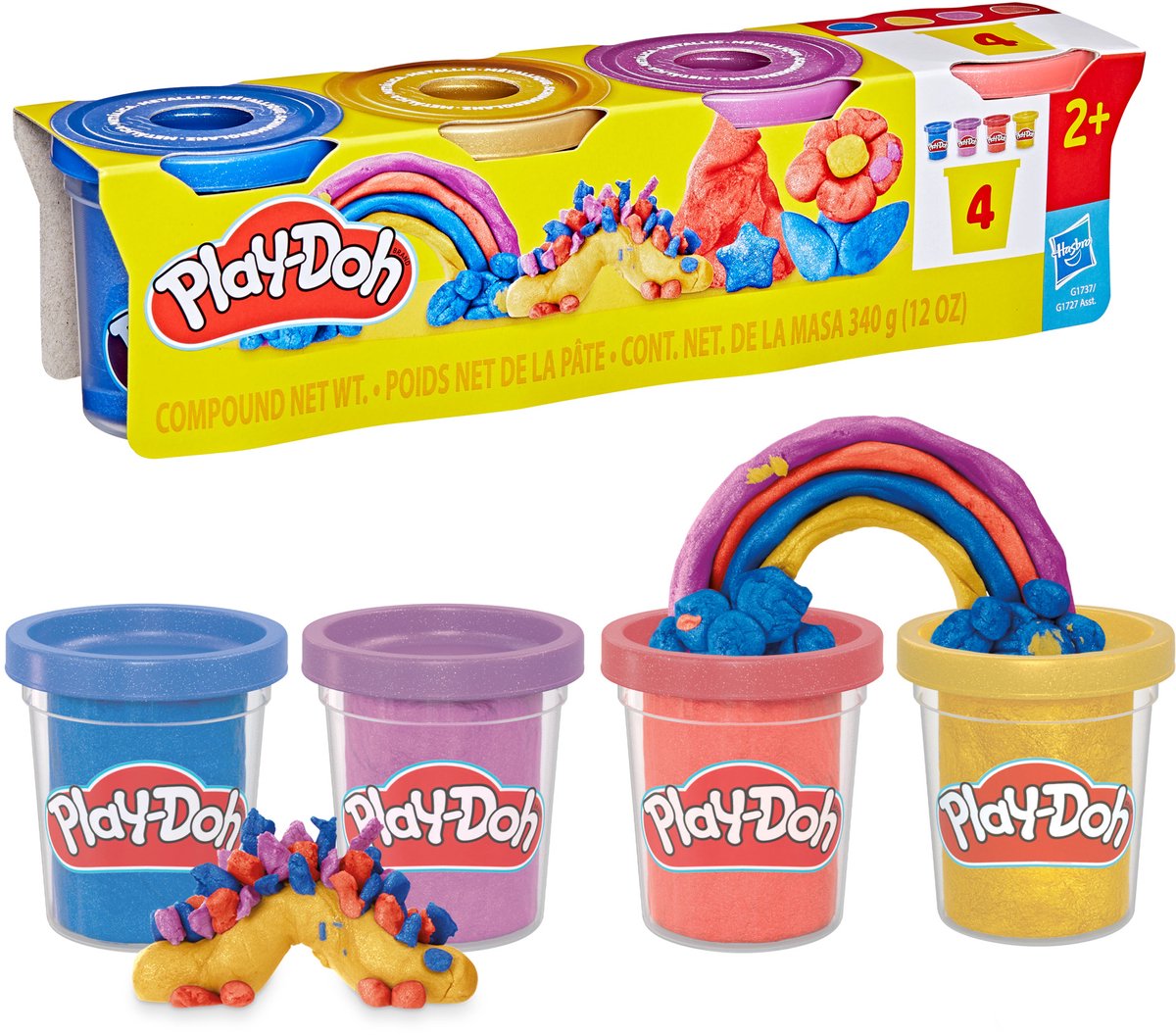 Play-Doh 4-pack Metallic glans boetseerklei — afbeelding 9