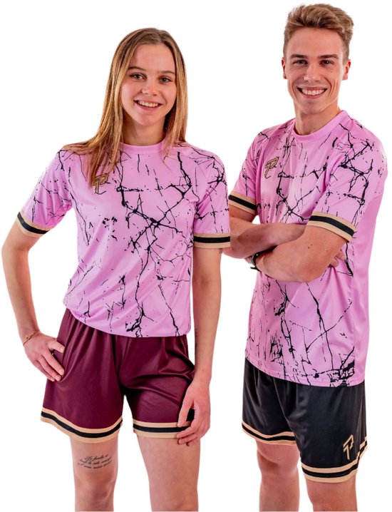 Foto: Proma sports performance shirt marble pink black 152 164 esports football tenue kinderen volwassenen unisex teamsports fitnessshirt voetbalshirt tennisshirt padelshirt gamingshirt virtual sim racing f1 gt