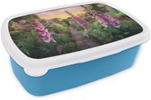 Boîte à lunch bleu - Lunchbox Digitale - Fleurs - Jardin - Boîte à lunch 18x12x6 cm