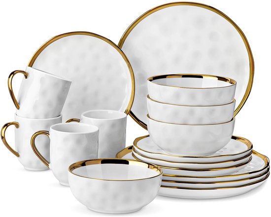 Carrefour Home - Servies 18 stuks Wit rand Goud | Carrefour België Carrefour Home - Servies 18 stuks Wit rand Goud | Carrefour België