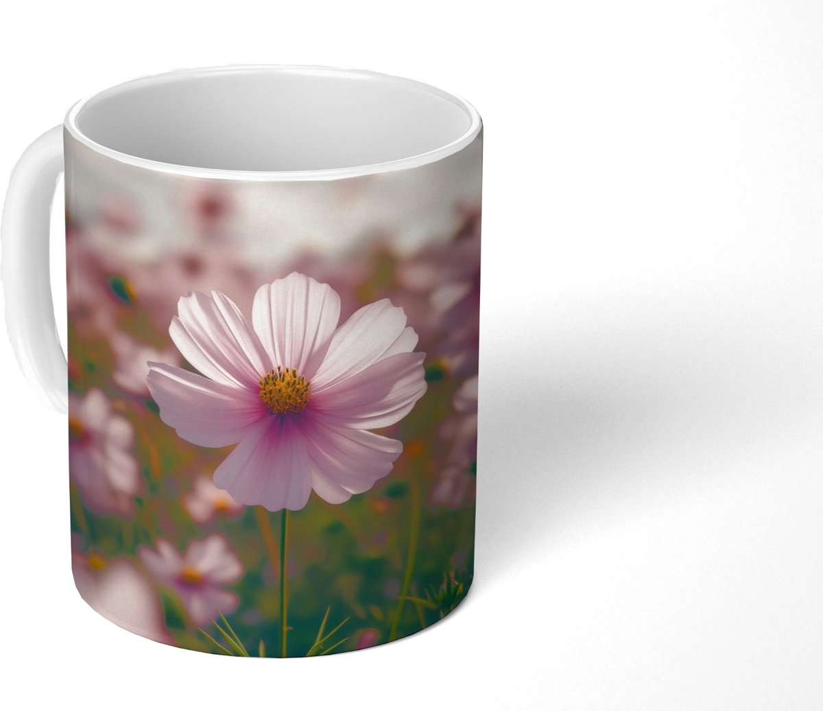 Mok - Koffiemok - Bloemen - Paars - Wazig - Mokken - 350 ML - Beker - Koffiemokken - Theemok