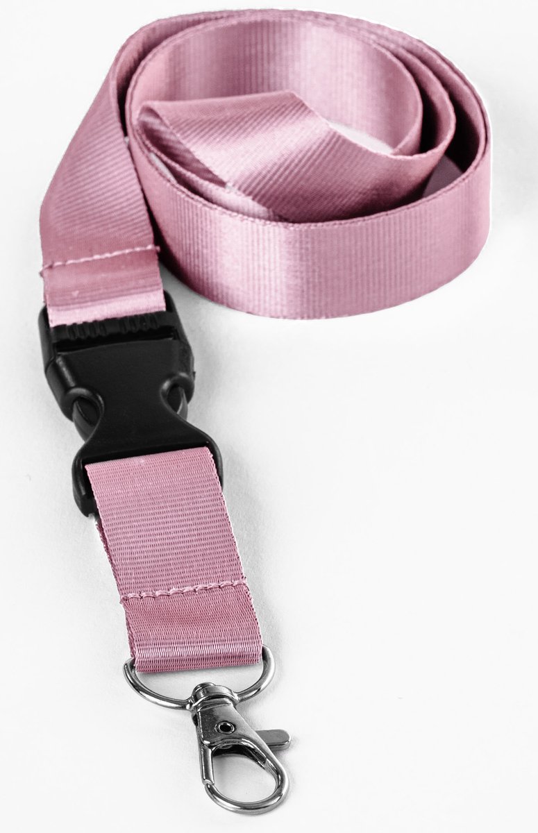 Ecorare® - 10 stuks Sleutelkoord - Kliksluiting - Lanyard - Keycord - Roze - 50 cm