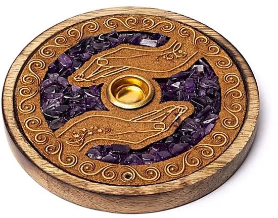 Brûle encens et cônes mains guérisseuses améthyste