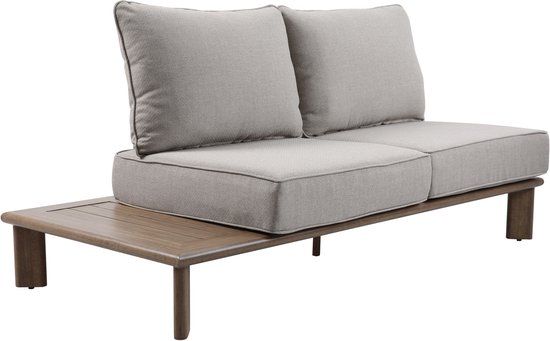 AXI Avery Salon de Jardin, angle, table basse, aspect bois, beige – Salon de jardin avec table - Structure en aluminium thermolaqué - 5 personnes