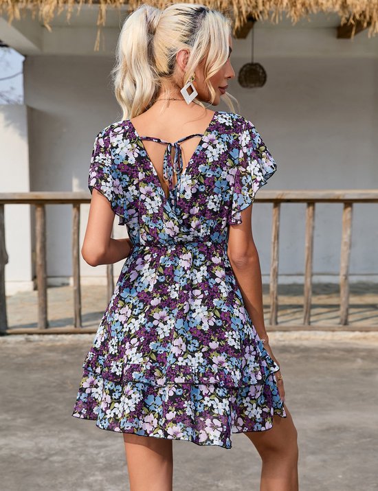 CUPSHE Mini-zomerjurk voor dames, mouwloos, V-hals, gedraaide uitsnijding, A-lijn, feestjurk, cocktailjurk, XS