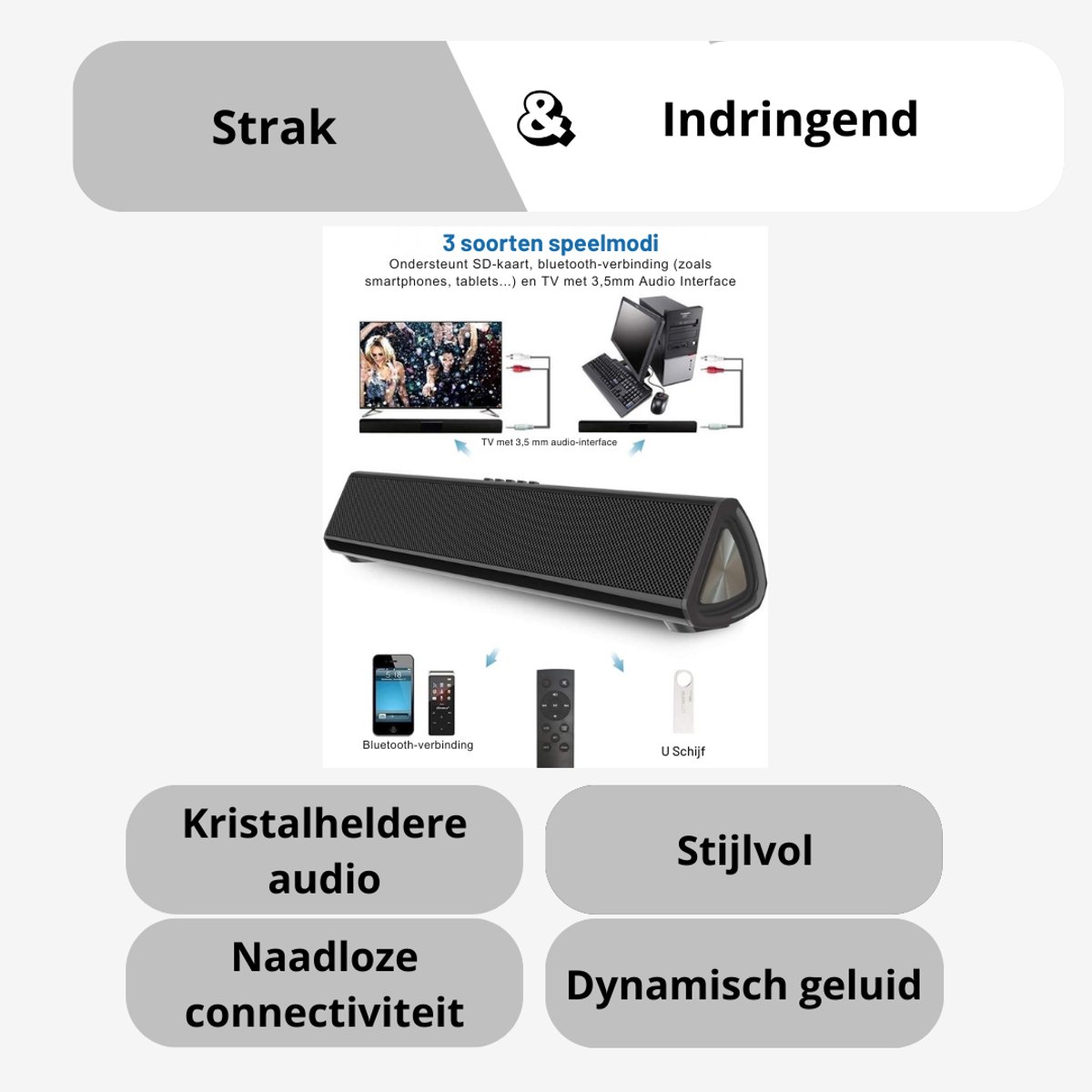 LifeStages - Soundbars Voor TV - Compacte Geluidsbalk Voor - afbeelding 3