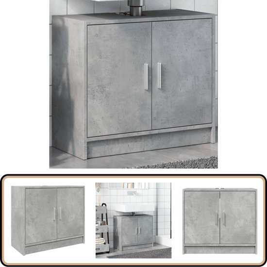 vidaXL Wastafelkast - 63x29x55 cm - Betongrijs Wastafelkast - Wastafelkasten - Badkamer Wastafel Kast - Wastafelkastje