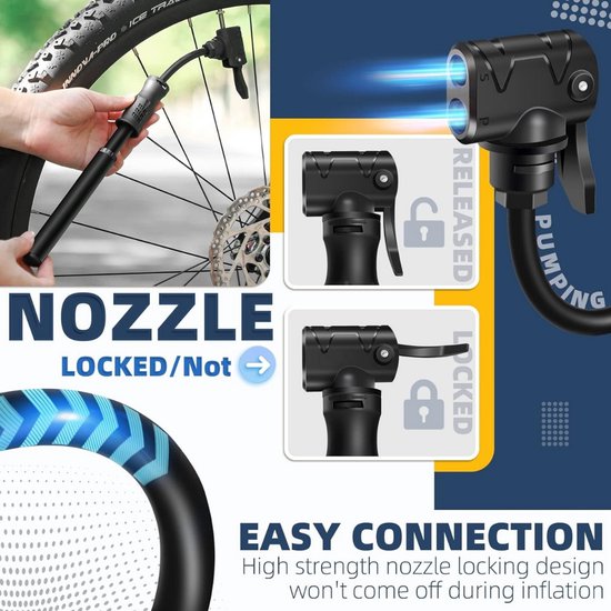 Mobero Fietspomp - Dubbele ventielkop - Zwart — afbeelding 3