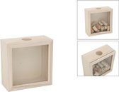 Tirelire en bois cadre pour bouchons en liège 17x9x17 cm