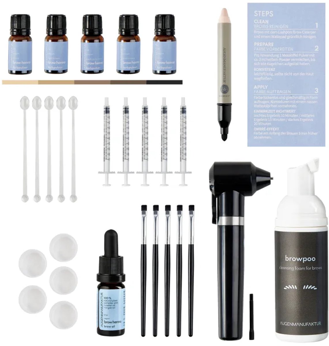 Augenmanufaktur Wenkbrauw Henna Pro Kit 29 stuks