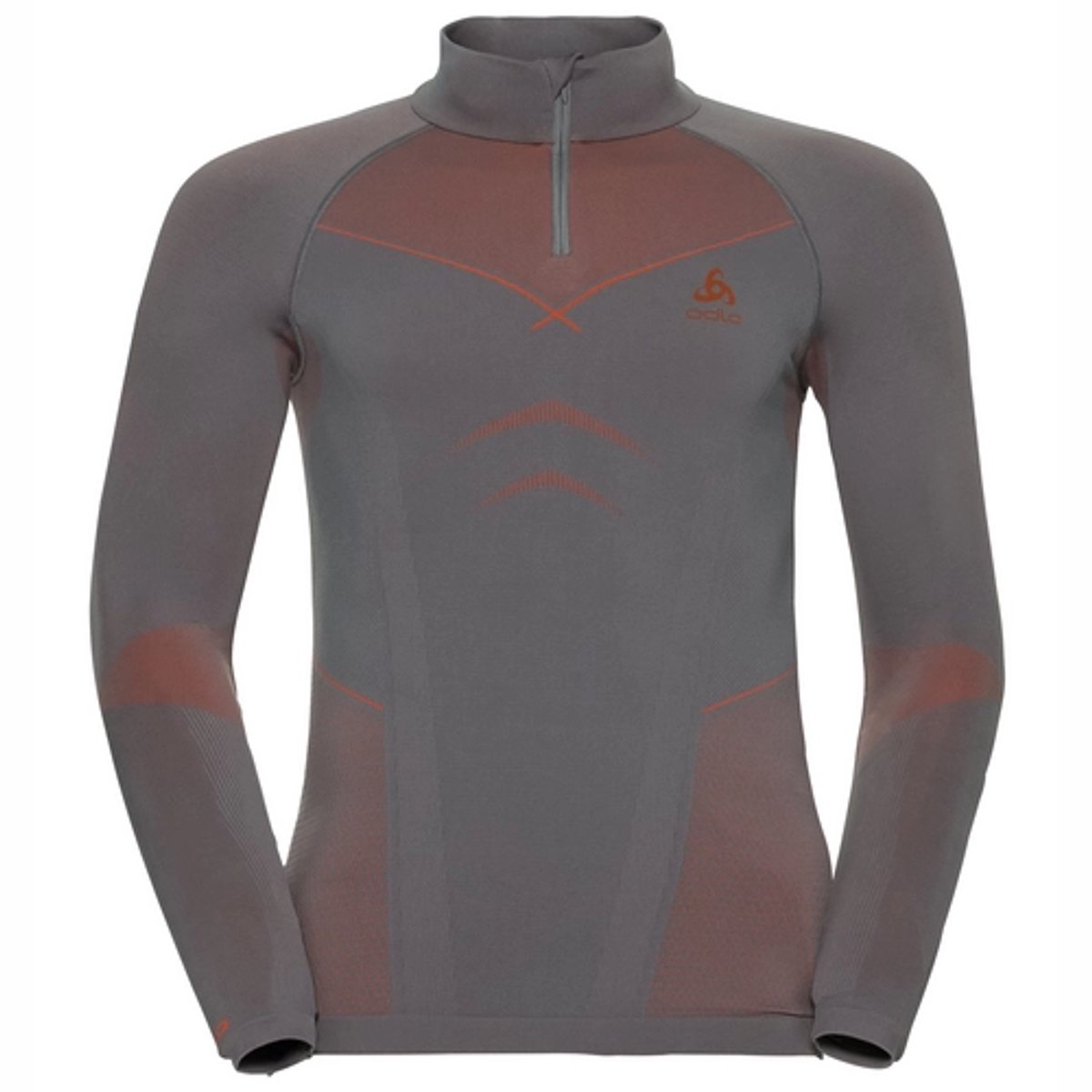 Skipully Odlo Men Turtleneck 1/2 Zip Evolution Steel Orangeade Grijs