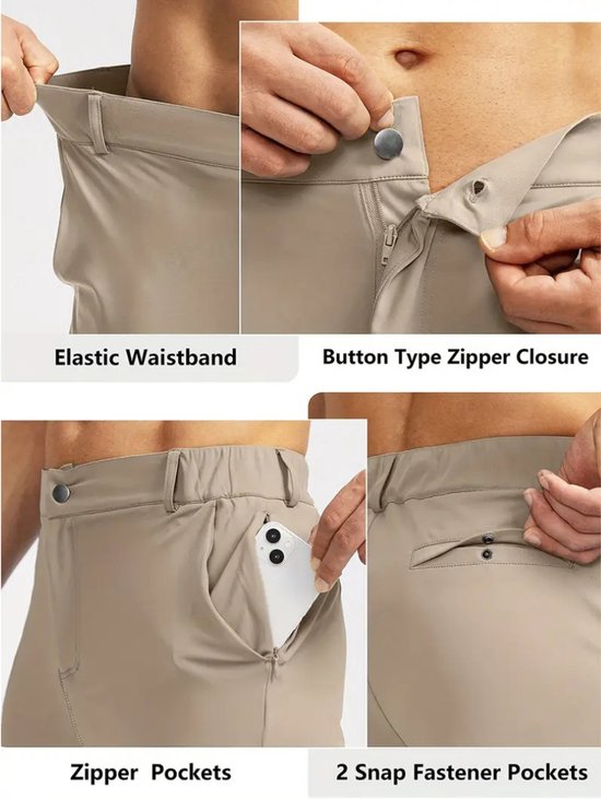 Livano Golfbroek Heren - Golfkleding - Golfen - Golf Accessoires - Nette Pantalon - Beige M - Maat 48 van Merkloos — afbeelding 4