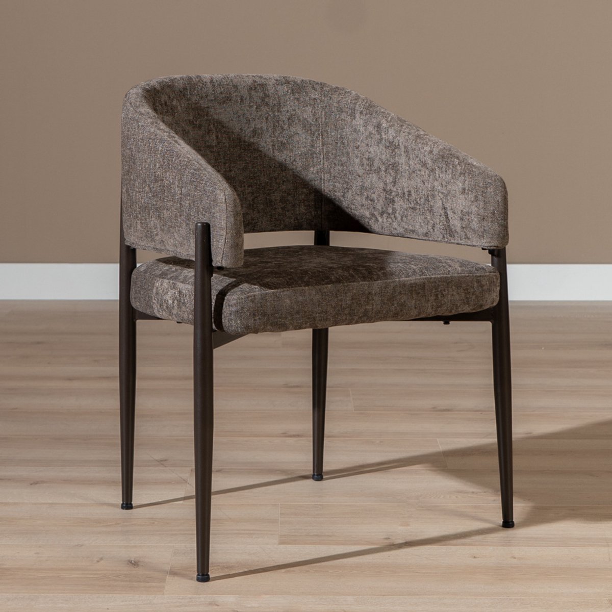Bronx71® Velvet eetkamerstoel Bret bruin - stoel