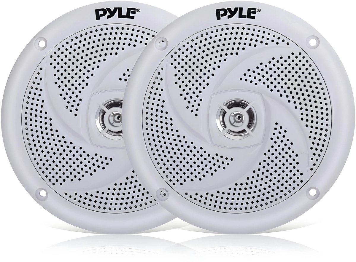 Pyle Marine Luidsprekers - 2-weg Waterdichte Speakers - Weerbestendige Buitenluidsprekers – Luidsprekers voor Boten - Audio Stereosysteem voor Buiten - 180 Watt - Set van 2 - Wit Merk: PYLE