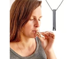 Ademhalingsketting I Kalmerende Ademhaling Ketting I Angst & Ontspanning, Meditatiehulpmiddel I Ademhalingstrainer I Hyperventilatie Hulpmiddel I RVS I Zwart