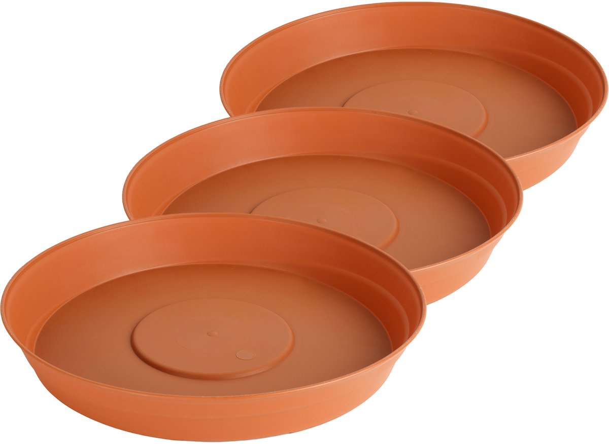 Garronda Ronde Bloempot Onderzetter – 3 struk – Terracotta - ⌀ 34cm H=5cm - GD-NIC-Girona96