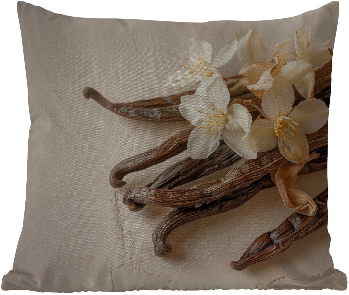 Buitenkussen - Vanille - Bloemen - Beige - 45x45 cm - Weerbestendig