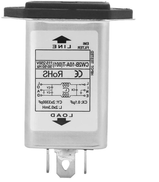 Filtro Di Alimentazione EMI CW2B-10A T Con Presa Fusibile 2in1, 125/250V 10A 50/60Hz, Per Apparecchiature Elettroniche - 2
