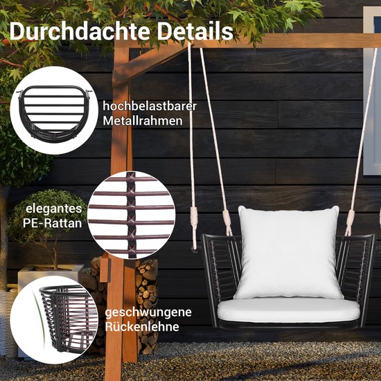 COSTWAY Hangstoel, terrasschommel, belastbaar tot 180 kg