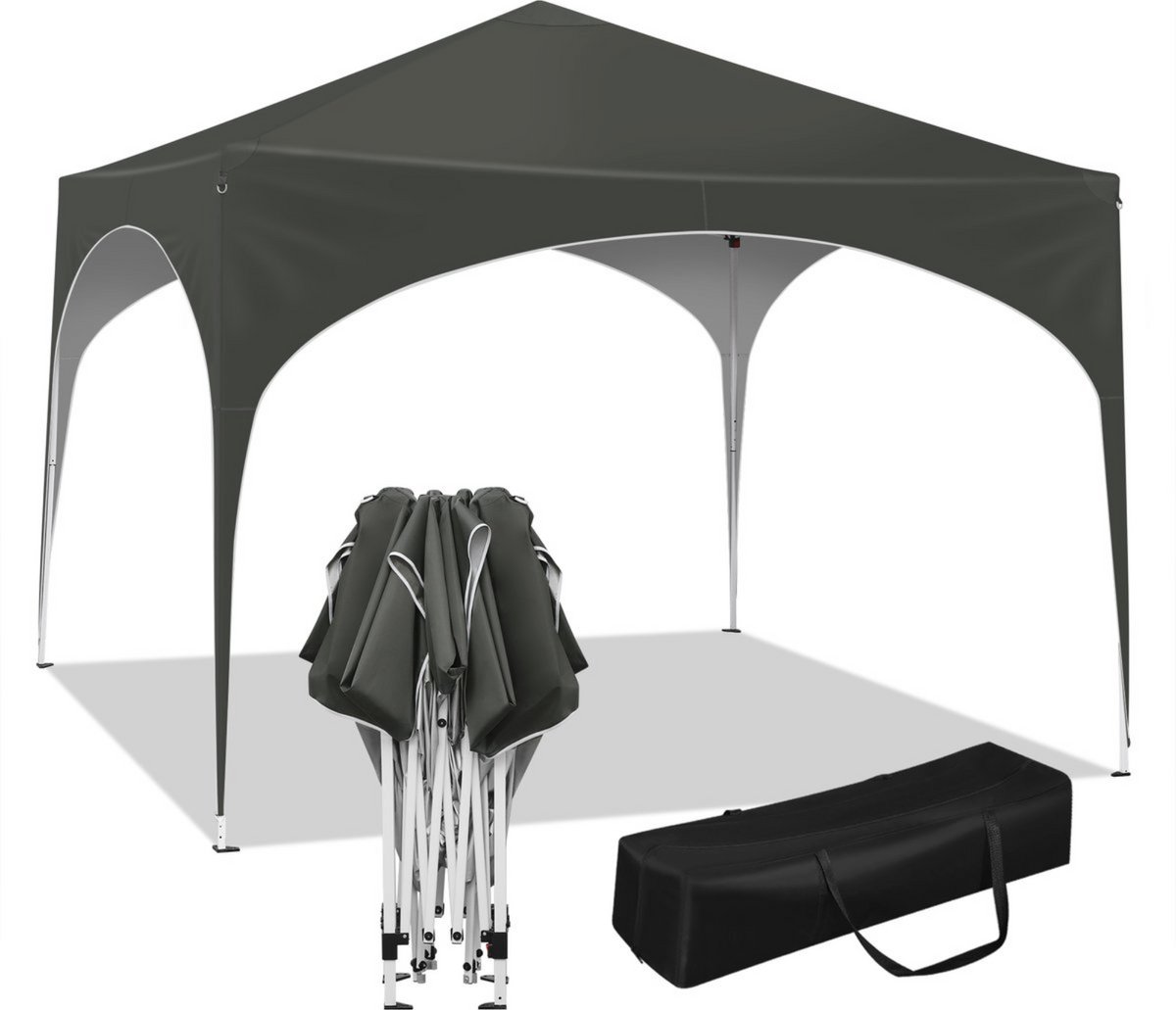 Opvouwbare partytent - stevig tuinpaviljoen - waterbestendig & robuust - met Oxford doek - grijs - 300x300 cm