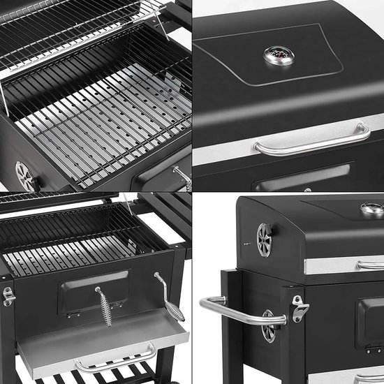 Boleen - Barbecue au charbon de bois avec table d'appoint pliable - Barbecue - Barbecue au Charbon de bois de bois - Perfect pour les pique-niques en plein air