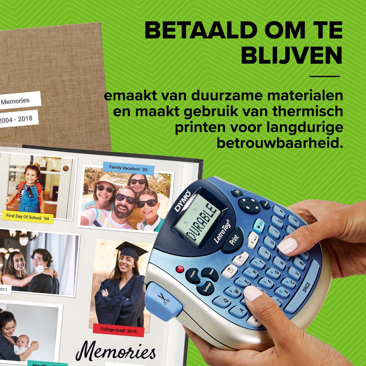 DYMO LetraTag LT-100T-labelmaker | Draagbare labelprinter met AZERTY-toetsenbord | Zilver | Ideaal voor op kantoor of thuis thumbnail 6