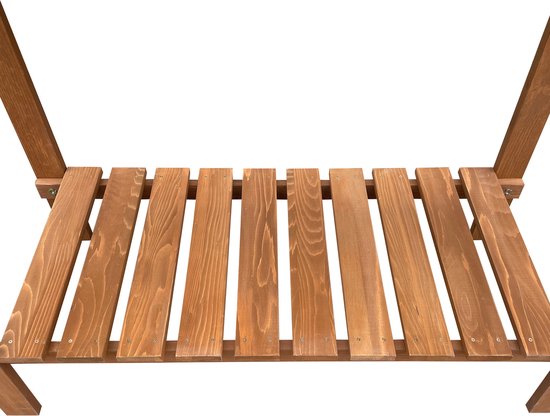 AXI Jardinière surélevée avec plan de travail coulissant, marron - Table de rempotage - Bois de pruche - 100 x 46 x 140 cm - Avec bac en plastique - Jardinière extérieur pratique avec espace de rangement