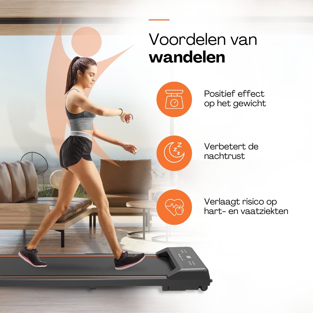 Afbeelding 3 van LaCardia elektrische loopband - walking pad - treadmill - wandelband - Met afstandsbediening - 1-6km/u - Oranje