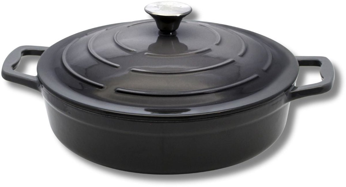 Gegoten geëmailleerde braadpan laag klassiek grijs 28 cm 2,8 L Elo