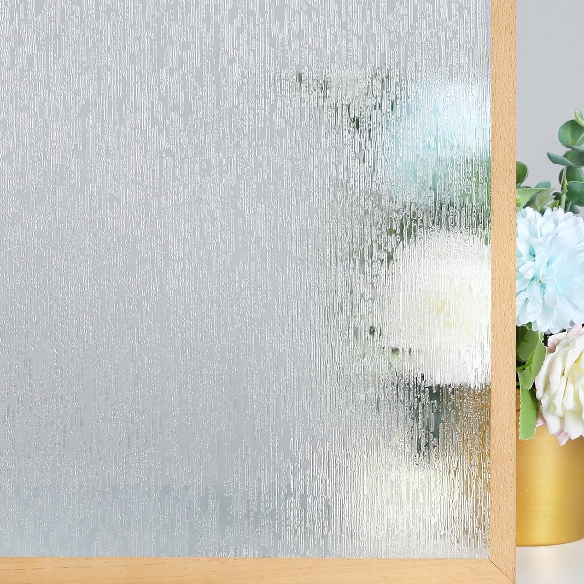 Raam Privacy Film Frosted, Glass Clings, Decoratieve Zon UV Blokkerende Statische Kleef Raambekleding, Verwijderbare Frosting Sticker voor Thuis, Regen Zijde, 45 x 200 cm
