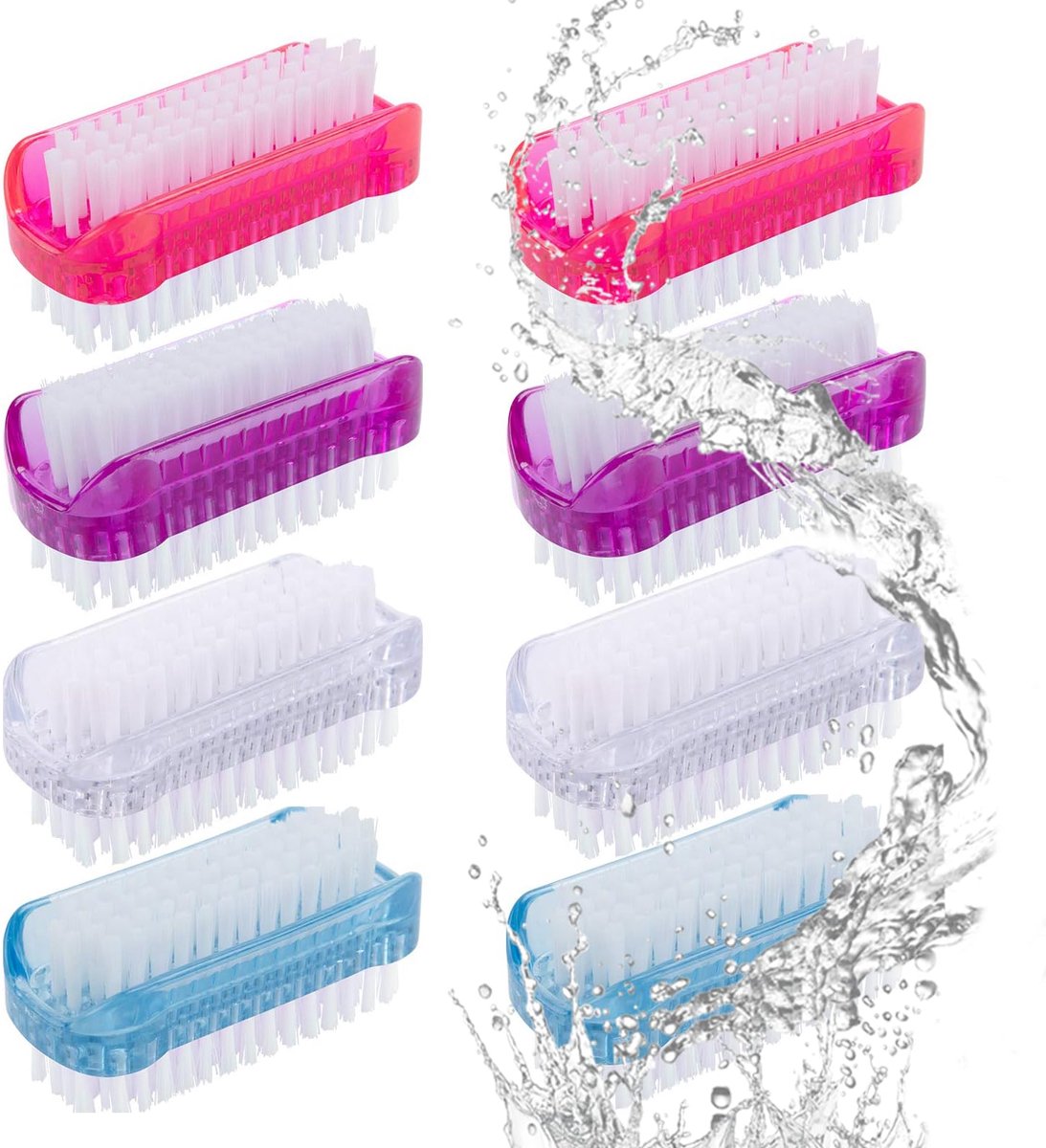 My Ninki ® Dubbelzijdige Hand-, Nagel- en Schoonmaakborstels Set voor Kinderen en Volwassenen, 8 Stuks in Diverse Kleuren