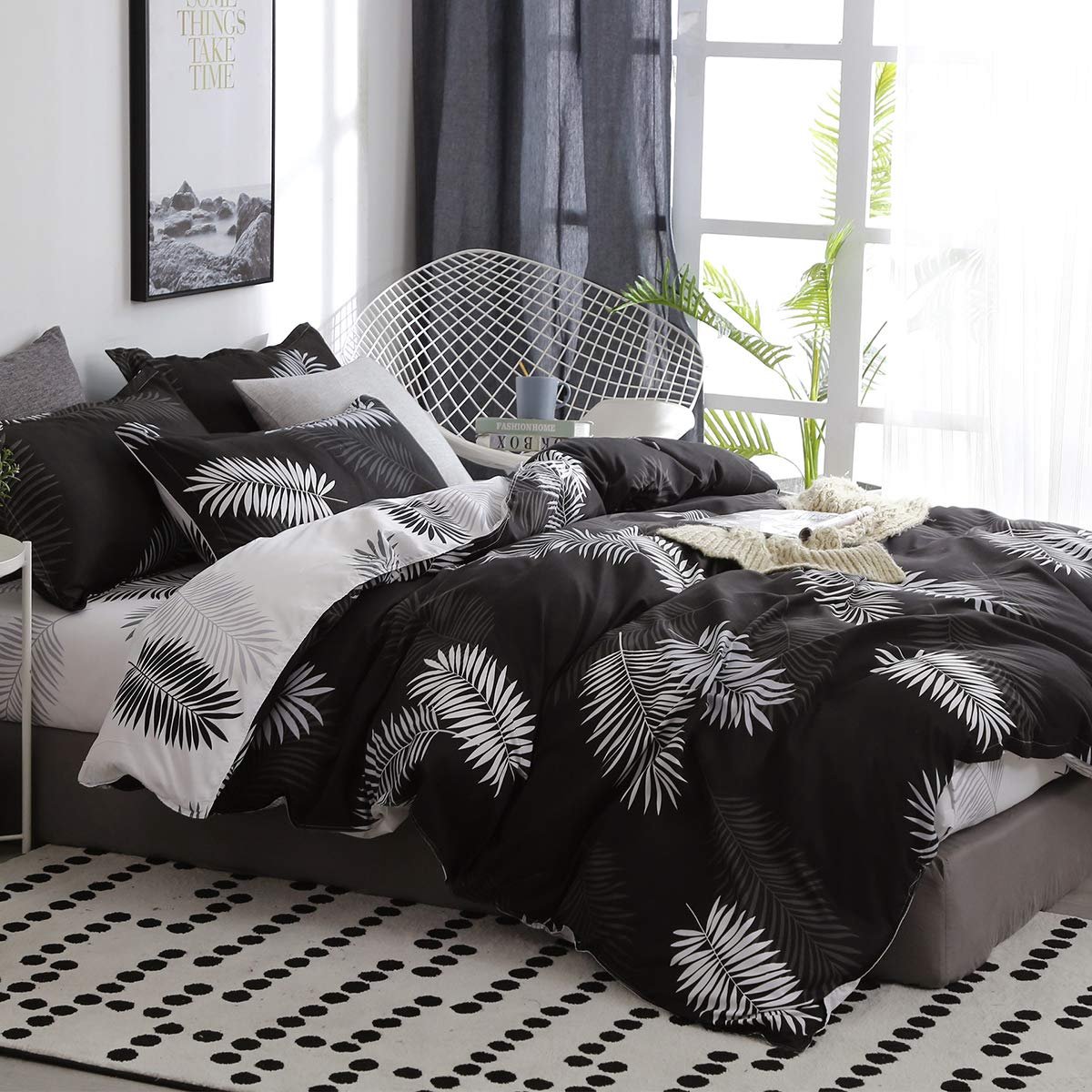 My Ninki ® Stijlvol Omkeerbaar Beddengoed Set met Tropisch Palmblad Design - Inclusief Kussensloop - 155 x 220 cm