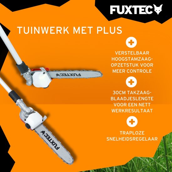 FUXTEC Multitool Benzine 5 in1 - Multigereedschap - Bosmaaier - Kettingzaag beweegbaar - Heggenschaar - 1m verlenging - FX-MT252ER van FUXTEC — afbeelding 2