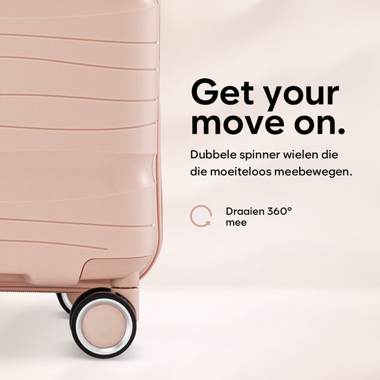 SKYCASES Travel One – 24-inch Medium Reiskoffer – Cijferslot – 41x24x69 cm – 68L – Lichtgewicht, Waterdicht & Duurzaam – Lichtroze