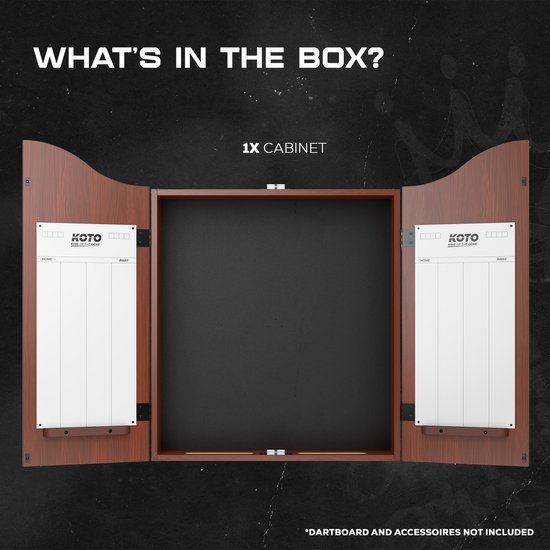 KOTO Cabinet Rood, Dartbordkast, Dartkabinet, Dartbordkast met scorebord, Dartbord ophangsysteem, Dartkabinet accessoires, Stijlvol dartkabinet, Praktisch dartkabinet, Opbergkast voor dartbord van KOTO — afbeelding 5