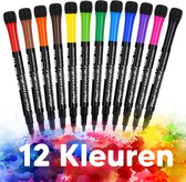 Bablue Whiteboard Stiften - 12 Stuks - Verschillende Kleuren - Magnetisch & Met Wisser - Voor Kinderen & Volwassenen