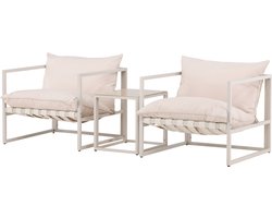 Salon de jardin outdoor Nest Ebba beige 3 pièces - deux chaises et une table basse - avec Coussins d'assise - Extérieur
