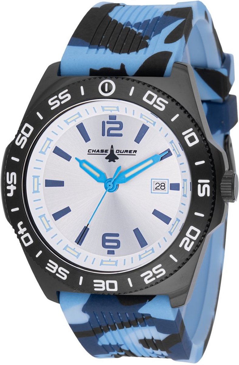 Chase Durer CDW-0172 Heren Horloge - Waterdicht - Analoog - Quartz Uurwerk - Roestvrij Staal met zilveren Wijzerplaat - 45mm
