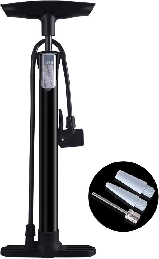 Upright Bicycle Pump with Pressure Gauge - Plastic and Metal - 63x10cm Upright Bicycle Pump with Pressure Gauge - Plastic and Metal - 63x10cm