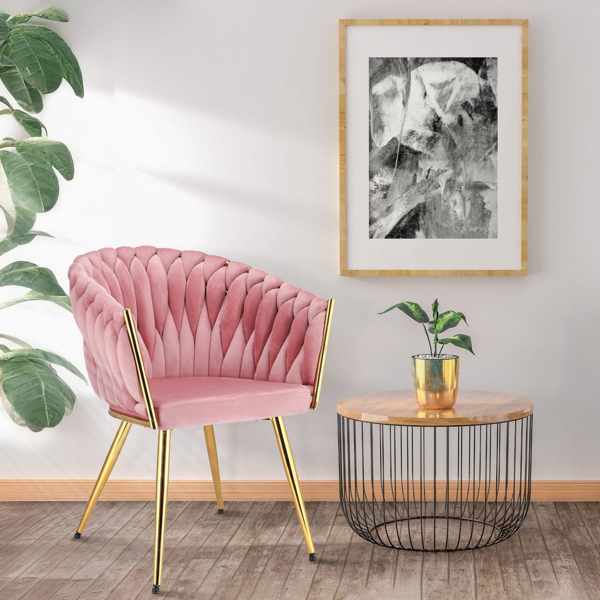 Jumi MOLTO Stoel roze met gouden poten